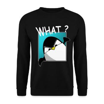 Quoi? drôle de pingouin, dictons drôles, chemise - Sweat-shirt Unisexe - noir - Devant - Alina (178cm) & Michal (187cm)