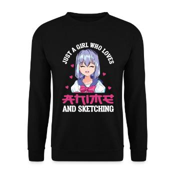 Just A Girl Who Loves Anime And Sketching Anime - Unisex Sweatshirt - black - Front - Alina (178cm) & Michal (187cm)