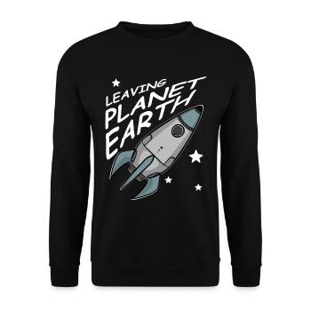 Quitter la planète Terre, Fusée dans l’espace, Chemise - Sweat-shirt Unisexe - noir - Devant - Alina (178cm) & Michal (187cm)