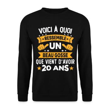 Voici à Quoi Ressemble Un Beau Gosse 20 ans Cadeau - Sweat-shirt Unisexe - noir - Devant - Alina (178cm) & Michal (187cm)