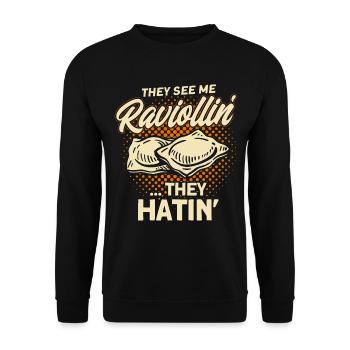 Noodles Noodle Lover Ravioli Cadeau - Sweat-shirt Unisexe - noir - Devant - Alina (178cm) & Michal (187cm)