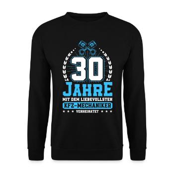 Perlenhochzeit Ehepaar 30. Hochzeitstag Geschenk - Unisex Pullover - Schwarz - Vorne - Alina (178cm) & Michal (187cm)