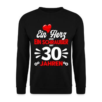Perlenhochzeit Ehepaar 30. Hochzeitstag Geschenk - Unisex Pullover - Schwarz - Vorne - Alina (178cm) & Michal (187cm)