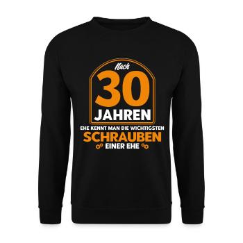 Perlenhochzeit Ehepaar 30. Hochzeitstag Geschenk - Unisex Pullover - Schwarz - Vorne - Alina (178cm) & Michal (187cm)