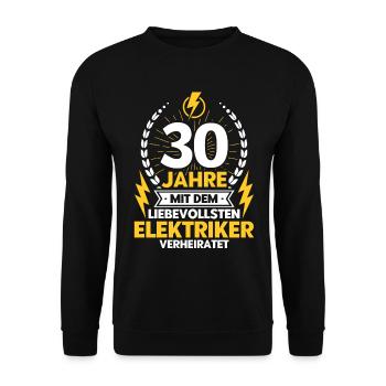 Perlenhochzeit Ehepaar 30. Hochzeitstag Geschenk - Unisex Pullover - Schwarz - Vorne - Alina (178cm) & Michal (187cm)