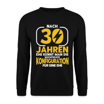 Perlenhochzeit Ehepaar 30. Hochzeitstag Geschenk - Unisex Pullover - Schwarz - Vorne - Alina (178cm) & Michal (187cm)