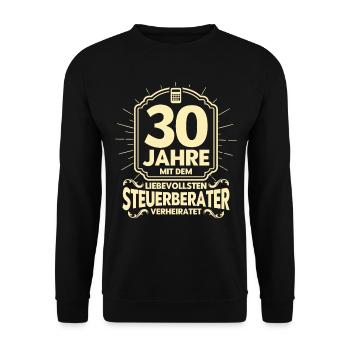 Perlenhochzeit Ehepaar 30. Hochzeitstag Geschenk - Unisex Pullover - Schwarz - Vorne - Alina (178cm) & Michal (187cm)