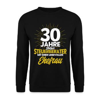 Perlenhochzeit Ehepaar 30. Hochzeitstag Geschenk - Unisex Pullover - Schwarz - Vorne - Alina (178cm) & Michal (187cm)