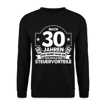 Perlenhochzeit Ehepaar 30. Hochzeitstag Geschenk - Unisex Pullover - Schwarz - Vorne - Alina (178cm) & Michal (187cm)
