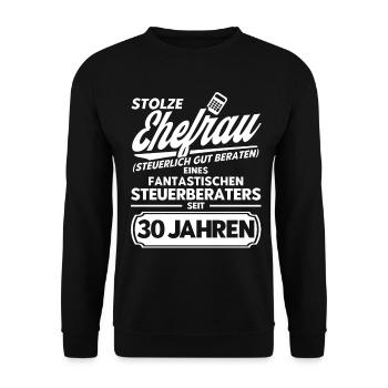 Perlenhochzeit Ehepaar 30. Hochzeitstag Geschenk - Unisex Pullover - Schwarz - Vorne - Alina (178cm) & Michal (187cm)
