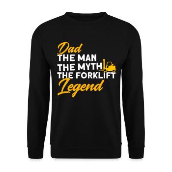 Forklift driver Papa, the forklift legend - Unisex Sweatshirt - black - Front - Alina (178cm) & Michal (187cm)