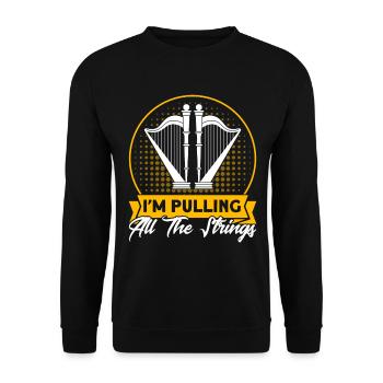 Harfenist Ich ziehe alle Saiten Geschenk - Unisex Pullover - Schwarz - Vorne - Alina (178cm) & Michal (187cm)