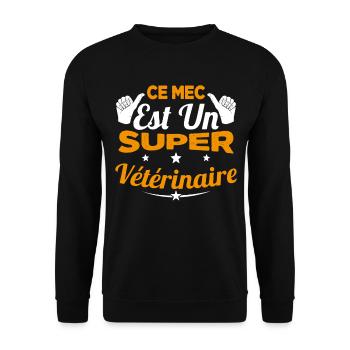 Humour Ce Mec Est Un Super Vétérinaire - Sweat-shirt Unisexe - noir - Devant - Alina (178cm) & Michal (187cm)