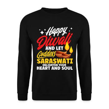 Diwali Hindus Sikh Festival of Lights Gift - Unisex Sweatshirt - black - Front - Alina (178cm) & Michal (187cm)