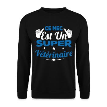 Humour Ce Mec Est Un Super Vétérinaire - Sweat-shirt Unisexe - noir - Devant - Alina (178cm) & Michal (187cm)