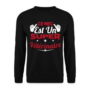 Humour Ce Mec Est Un Super Vétérinaire - Sweat-shirt Unisexe - noir - Devant - Alina (178cm) & Michal (187cm)