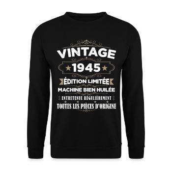 Vintage 1945 Edition Limitée - Sweat-shirt Unisexe - noir - Devant - Alina (178cm) & Michal (187cm)