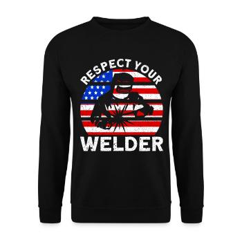 Soudeur SOUDEUR USA Cadeau patriotique - Sweat-shirt Unisexe - noir - Devant - Alina (178cm) & Michal (187cm)