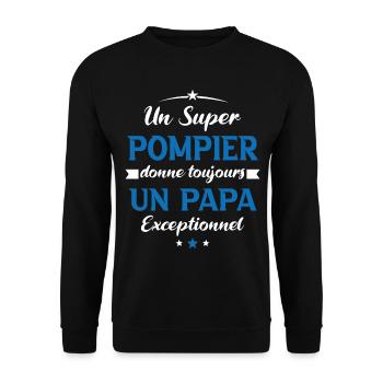 Pompier futur papa sapeur pompier anniversaire - Sweat-shirt Unisexe - noir - Devant - Alina (178cm) & Michal (187cm)