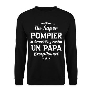 Pompier futur papa sapeur pompier anniversaire - Sweat-shirt Unisexe - noir - Devant - Alina (178cm) & Michal (187cm)