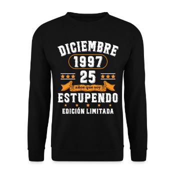 25 Ans Anniversaire Vintage Né(e) en Décembre 1997 - Sweat-shirt Unisexe - noir - Devant - Alina (178cm) & Michal (187cm)
