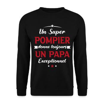 Pompier futur papa sapeur pompier anniversaire - Sweat-shirt Unisexe - noir - Devant - Alina (178cm) & Michal (187cm)