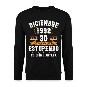 30 Ans Anniversaire Vintage Né(e) en Décembre 1992 - Sweat-shirt Unisexe - noir - Devant - Alina (178cm) & Michal (187cm)