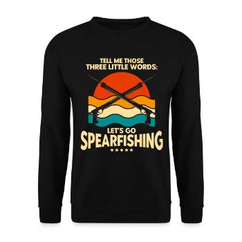 Speerfischer Lass uns Speerfischen gehen Geschenk - Unisex Pullover - Schwarz - Vorne - Alina (178cm) & Michal (187cm)