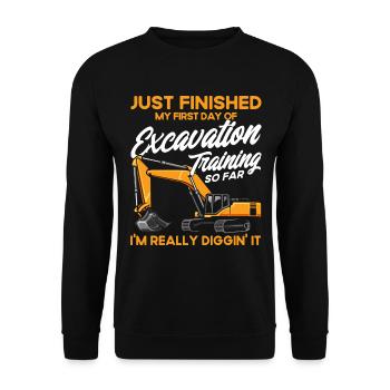 Excavator Heavy Equipment Construction Worker Gift - Unisex Sweatshirt - black - Front - Alina (178cm) & Michal (187cm)