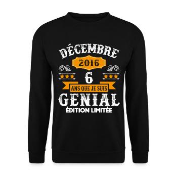 6 Ans Anniversaire Vintage Né(e) en Décembre 2016 - Sweat-shirt Unisexe - noir - Devant - Alina (178cm) & Michal (187cm)