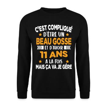 Compliqué d'être un Beau Gosse et D'avoir 11 Ans - Sweat-shirt Unisexe - noir - Devant - Alina (178cm) & Michal (187cm)