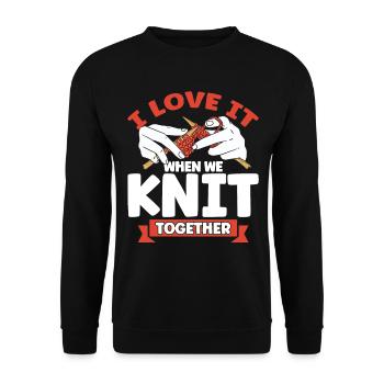 Stricken Stricken Stricken Liebhaber Geschenk - Unisex Pullover - Schwarz - Vorne - Alina (178cm) & Michal (187cm)