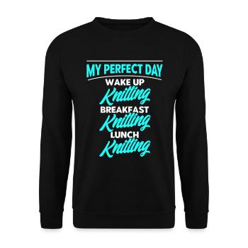 Knitting Fabric Knitting Knitting Gift - Unisex Sweatshirt - black - Front - Alina (178cm) & Michal (187cm)