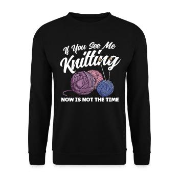 Yarn Knitting Knitting Knitting Lovers Gift - Unisex Sweatshirt - black - Front - Alina (178cm) & Michal (187cm)