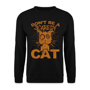 Horror Halloween Ängstliche Katze Gruselig - Unisex Pullover - Schwarz - Vorne - Alina (178cm) & Michal (187cm)