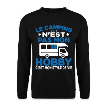 J'aime Camping C'est Mon Style De Vie Camping Car - Sweat-shirt Unisexe - noir - Devant - Alina (178cm) & Michal (187cm)