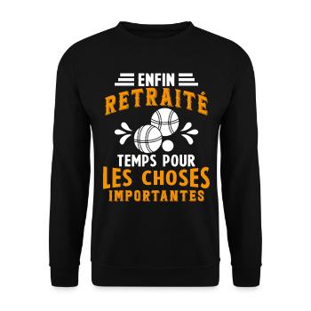 Pétanque Retraite Pétanque Enfin Retraité Pétanque - Sweat-shirt Unisexe - noir - Devant - Alina (178cm) & Michal (187cm)
