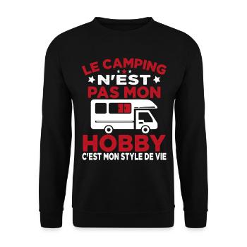 J'aime Camping C'est Mon Style De Vie Camping Car - Sweat-shirt Unisexe - noir - Devant - Alina (178cm) & Michal (187cm)