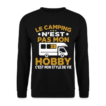 J'aime Camping C'est Mon Style De Vie Camping Car - Sweat-shirt Unisexe - noir - Devant - Alina (178cm) & Michal (187cm)