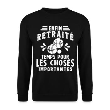 Pétanque Retraite Pétanque Enfin Retraité Pétanque - Sweat-shirt Unisexe - noir - Devant - Alina (178cm) & Michal (187cm)