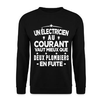 Homme Humour Papa Electricien électricien Cadeau - Sweat-shirt Unisexe - noir - Devant - Alina (178cm) & Michal (187cm)