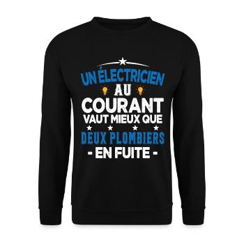 Homme Humour Papa Electricien électricien Cadeau - Sweat-shirt Unisexe - noir - Devant - Alina (178cm) & Michal (187cm)