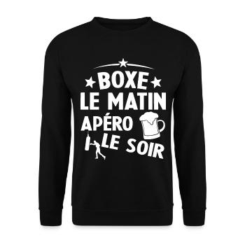 Boxe Le Matin Et Apéro Le Soir Boxing Sport - Sweat-shirt Unisexe - noir - Devant - Alina (178cm) & Michal (187cm)