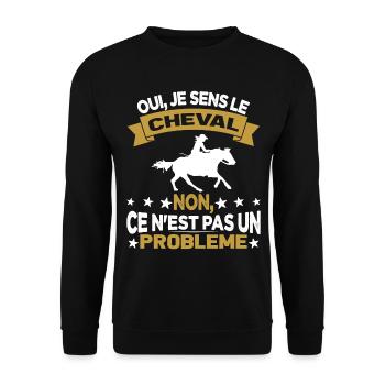 Oui Je Sens Le Cheval non ce n est pas un problème - Sweat-shirt Unisexe - noir - Devant - Alina (178cm) & Michal (187cm)