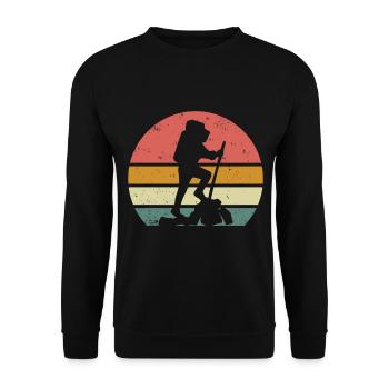 Hiking Hiker Backpack Vintage Sunset - Unisex Sweatshirt - black - Front - Alina (178cm) & Michal (187cm)