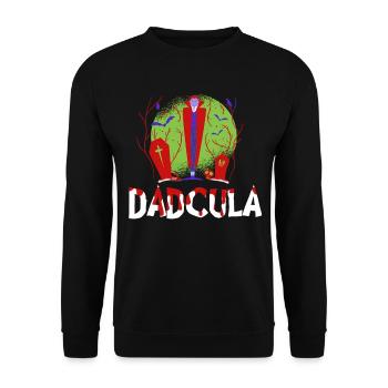 Horror Halloween Dadcula Gruselig - Unisex Pullover - Schwarz - Vorne - Alina (178cm) & Michal (187cm)