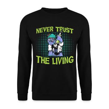 Horror Halloween Die Lebenden Gruselig - Unisex Pullover - Schwarz - Vorne - Alina (178cm) & Michal (187cm)