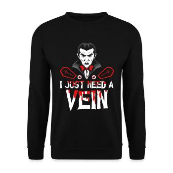 Horror Halloween Brauche eine Vene Gruselig - Unisex Pullover - Schwarz - Vorne - Alina (178cm) & Michal (187cm)