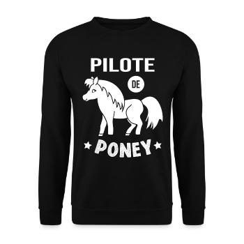 Pilote De Poney Humour Cadeau Équitation Cavalière - Sweat-shirt Unisexe - noir - Devant - Alina (178cm) & Michal (187cm)
