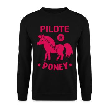 Pilote De Poney Humour Cadeau Équitation Cavalière - Sweat-shirt Unisexe - noir - Devant - Alina (178cm) & Michal (187cm)